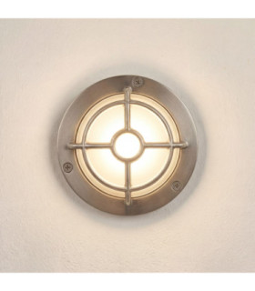 Walkway Solid Brass Circular 14cm Guard Light Satin Nickel Finish IP65-1