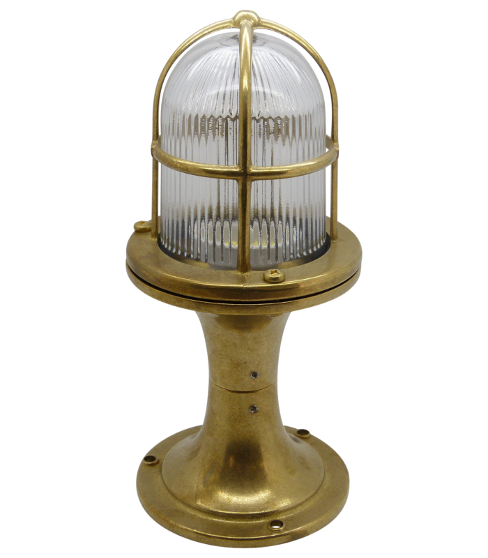 Wellington Solid Brass Pedestal Post Lantern Raw Brass Finish IP54-1