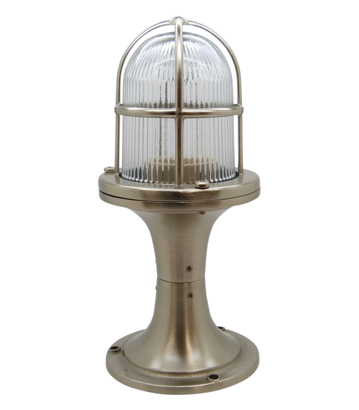 Wellington Solid Brass Pedestal Post Lantern Satin Nickel Finish IP54-1