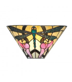 1 Light Indoor Wall Uplighter Dark Bronze with Tiffany Glass, E14 - 1