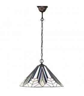 1 Light Medium Ceiling Pendant Dark Bronze, Tiffany Style Glass, E27 - 1