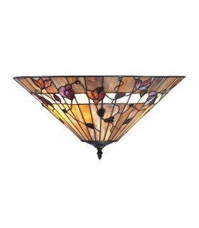 2 Light Medium Ceiling Flush Light Dark Bronze, Tiffany Glass, E27 - 1