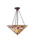 3 Light Large Inverted Ceiling Pendant Dark Bronze, Tiffany glass, E27 - 1