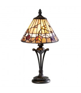 1 Light Small Table Lamp Dark Bronze, Tiffany Glass, E14 - 1
