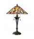 2 Light Medium Table Lamp Dark Bronze, Tiffany Glass, E27 - 1