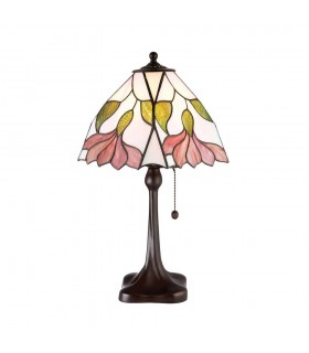 1 Light Medium Table Lamp Dark Bronze, Tiffany Glass, E27 - 1