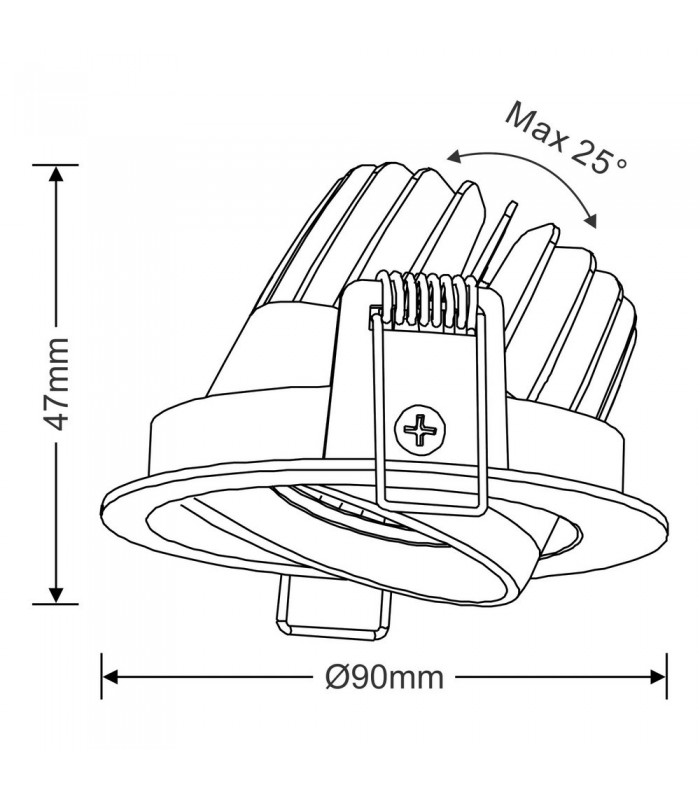 LED Recessed Tiltable Downlight, Chrome, 60 deg. Beam Angle, 950lm, 5000K, IP44, DRIVER NOT INCLUDED - 3