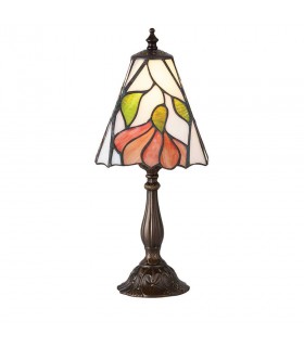 1 Light Small Table Lamp Dark Bronze, Tiffany Glass, E14 - 1