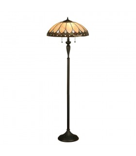 2 Light Floor Lamp Dark Bronze, Tiffany Glass, E27 - 1