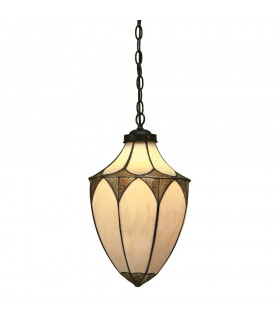 1 Light Medium Ceiling Pendant Dark Bronze, Tiffany glass, E27 - 1