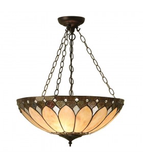 3 Light Large Inverted Ceiling Pendant Dark Bronze, Tiffany glass, E27 - 1