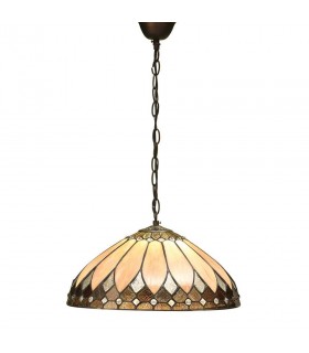 1 Light Medium Ceiling Pendant Dark Bronze, Tiffany glass, E27 - 1