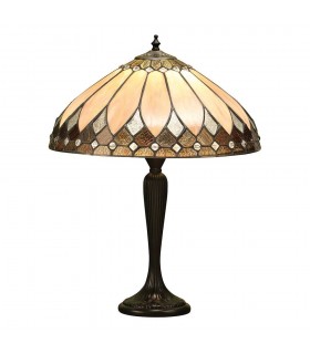 1 Light Medium Table Lamp Dark Bronze, Tiffany Glass, E27 - 1