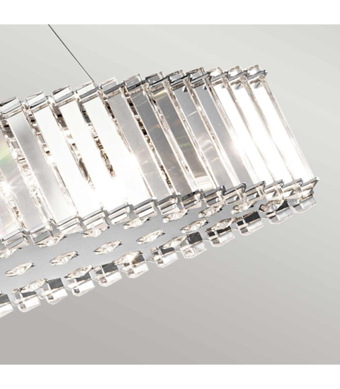 Crystal Skye 8 Light Pendant Bar Island Chandelier Light Chrome Crystal G9-3