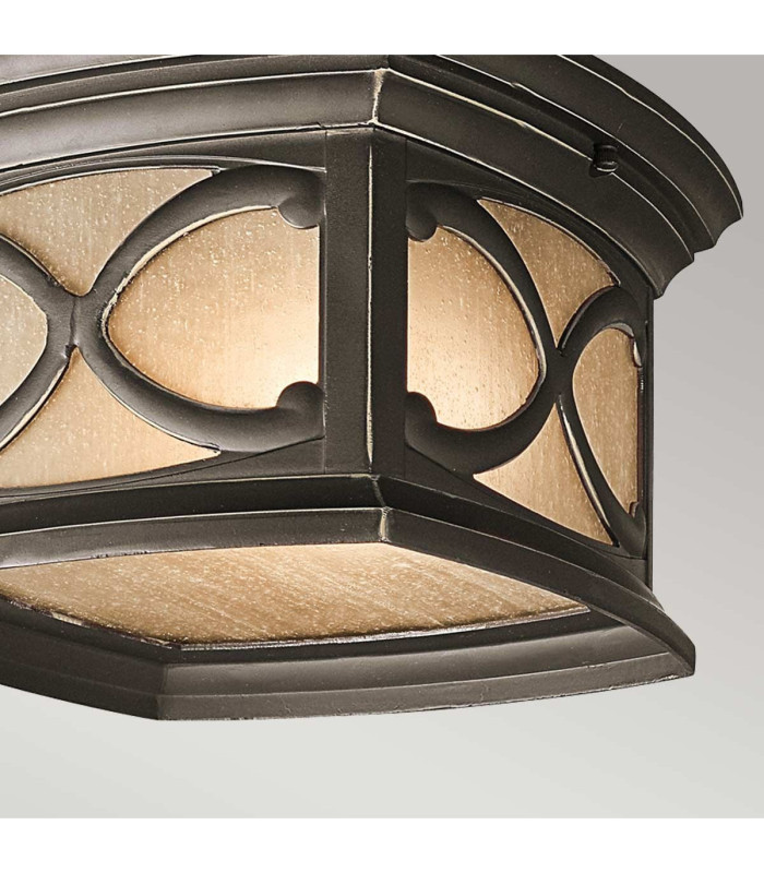 Franceasi 2 Light Flush Mount Outdoor Ceiling Light Olde Bronze IP44 E27-3