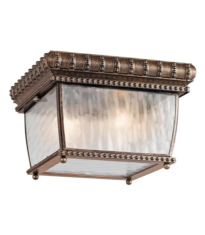 Venetian Rain 2 Light Outdoor Flush Mount Ceiling Light Brushed Bronze IP44 E14-1