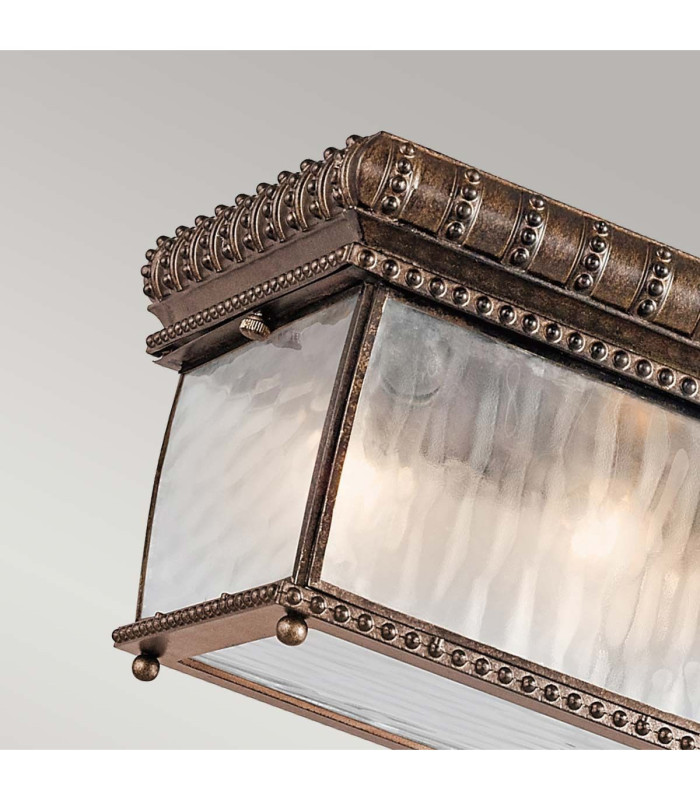 Venetian Rain 2 Light Outdoor Flush Mount Ceiling Light Brushed Bronze IP44 E14-3