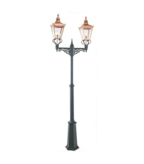 Chelsea Outdoor Twin Head Lamp Post Copper & Black IP44 E27-1