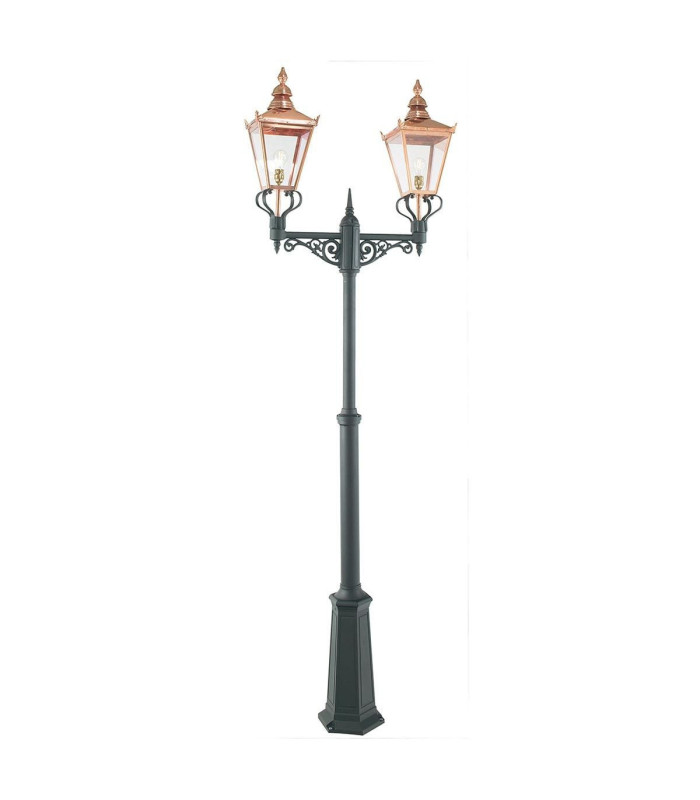Chelsea Outdoor Twin Head Lamp Post Copper & Black IP44 E27-1
