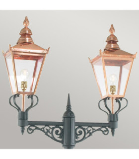 Chelsea Outdoor Twin Head Lamp Post Copper & Black IP44 E27-2