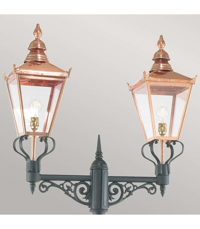 Chelsea Outdoor Twin Head Lamp Post Copper & Black IP44 E27-2