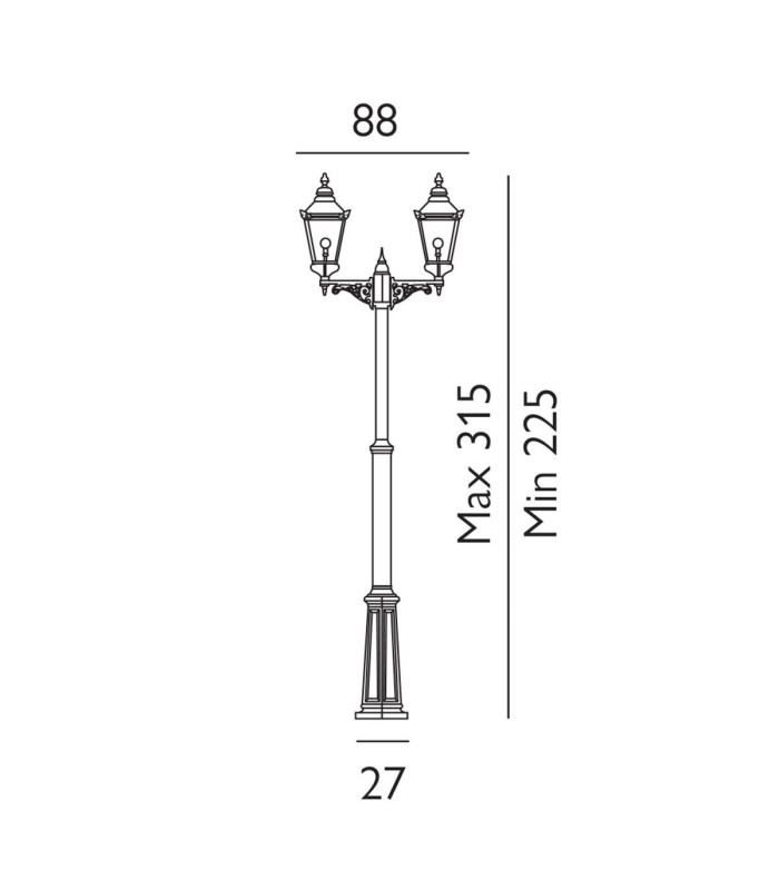 Chelsea Outdoor Twin Head Lamp Post Copper & Black IP44 E27-5
