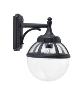 Bologna Outdoor 1 Light Down Globe Wall Light Black IP54 E27-1