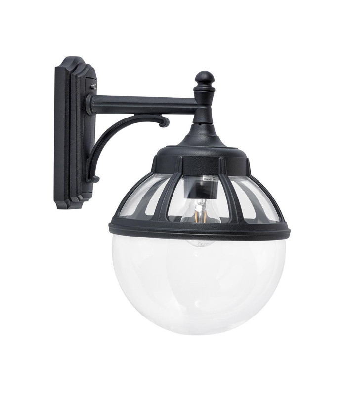 Bologna Outdoor 1 Light Down Globe Wall Light Black IP54 E27-1
