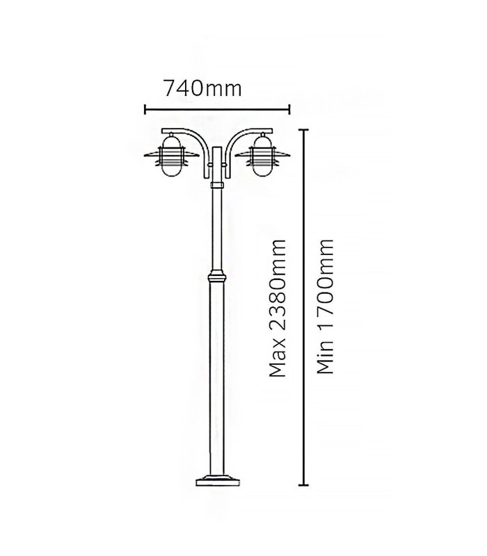 Oslo Outdoor 2 Light Lamp Post Galvanized  IP55 E27-5