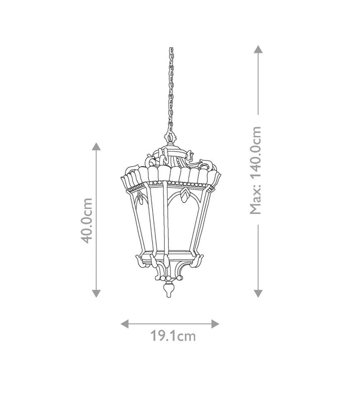Tournai 1 Light Medium Outdoor Ceiling Chain Lantern Londonderry E27-5