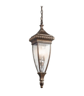 Venetian Rain 2 Light Outdoor Ceiling Chain Lantern Brushed Bronze E14-1