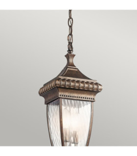 Venetian Rain 2 Light Outdoor Ceiling Chain Lantern Brushed Bronze E14-2