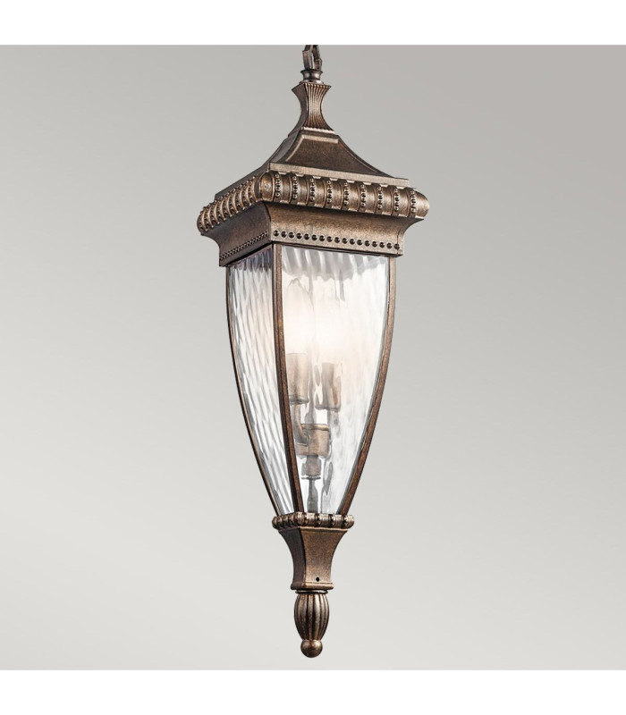 Venetian Rain 2 Light Outdoor Ceiling Chain Lantern Brushed Bronze E14-4