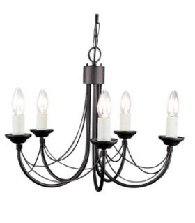Carisbrooke 5 Light Chandelier Black Finish E14-1