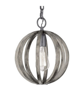 Allier 1 Light Spherical Cage Ceiling Mini Pendant Dark Wood Antique iron E27-1