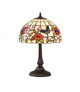 2 Light Small Table Lamp Bronze, Tiffany Style Glass, E14 - 1