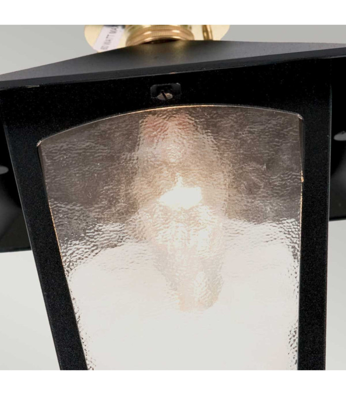 York 1 Light Outdoor Flush Ceiling Lantern Black-4