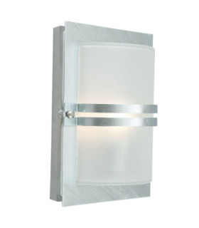 1 Light Outdoor Frosted Flush Wall Light Galvanised IP54 E27-1