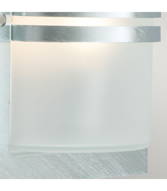 1 Light Outdoor Frosted Flush Wall Light Galvanised IP54 E27-4
