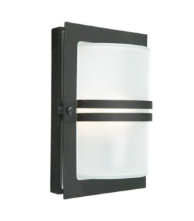 1 Light Outdoor Frosted Flush Wall Light Black IP54 E27-1