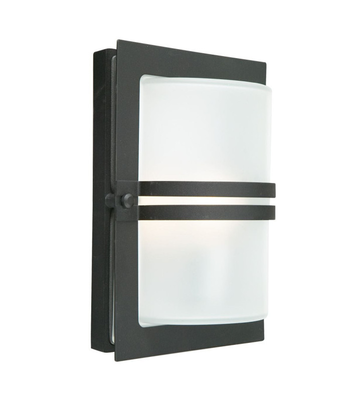 1 Light Outdoor Frosted Flush Wall Light Black IP54 E27-1