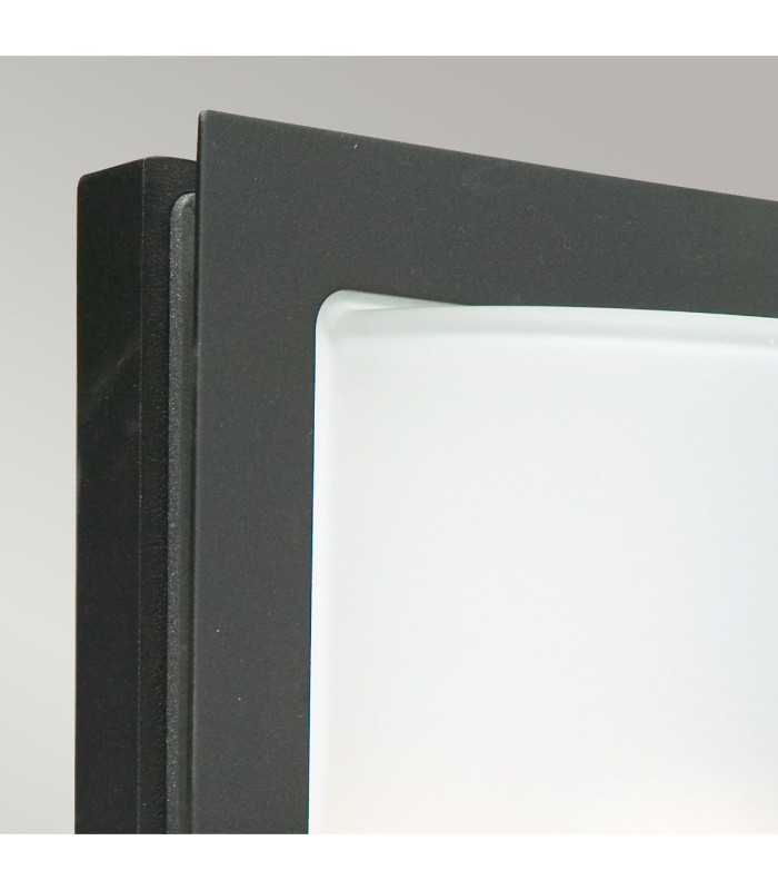 1 Light Outdoor Frosted Flush Wall Light Black IP54 E27-2