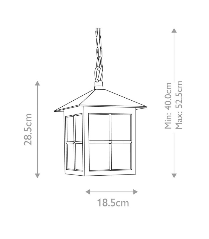 Winchester 1 Light Outdoor Ceiling Chain Lantern Black IP43 E27-4