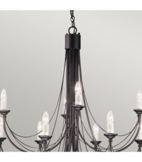 Carisbrooke 12 Light Candle Chandelier Black-2
