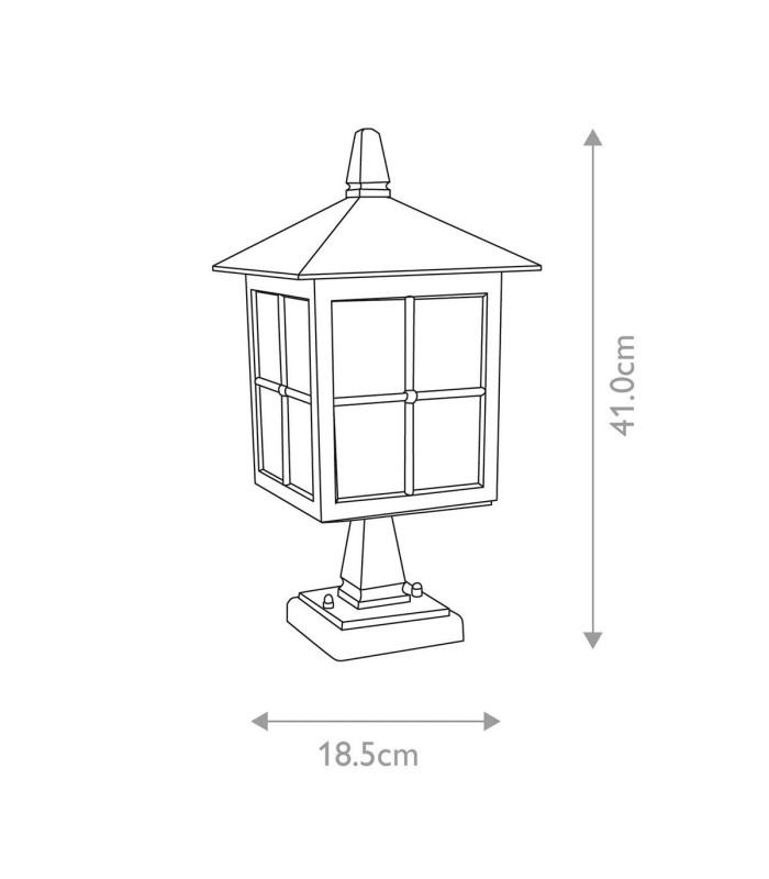 Winchester 1 Light Outdoor Pedestal Lantern Black IP43 E27-5