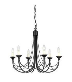 Carisbrooke 6 Light Multi Arm Chandelier Black Finish - Glass Shades Not Included E14-1