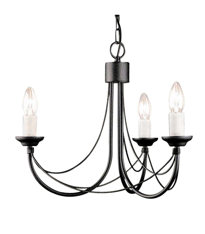 Carisbrooke Chandelier 3 Light Black Finish E14-1
