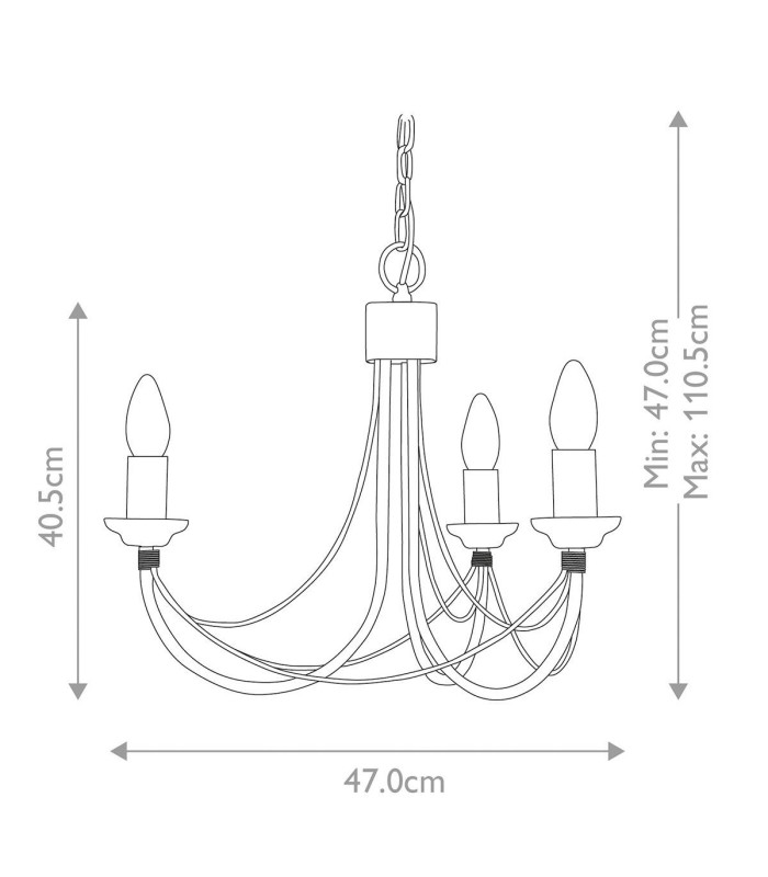 Carisbrooke Chandelier 3 Light Black Finish E14-5