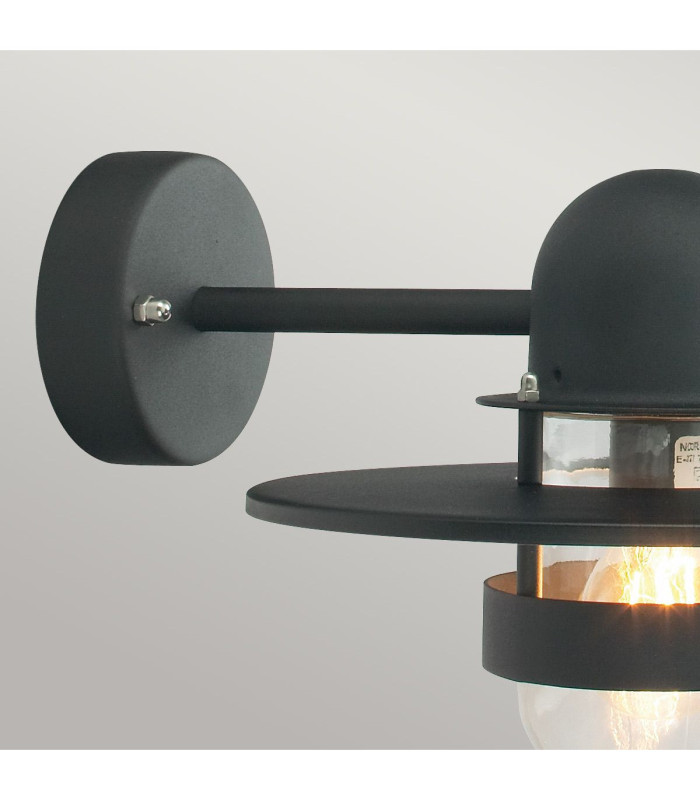 Bergen 1 Light Outdoor Fisherman Dome Wall Lantern Light Black IP55 E27-4
