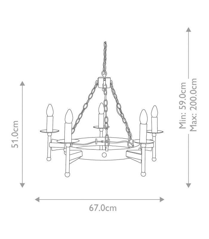 Cromwell 5 Light Chandelier Old Bronze Finish E14-6
